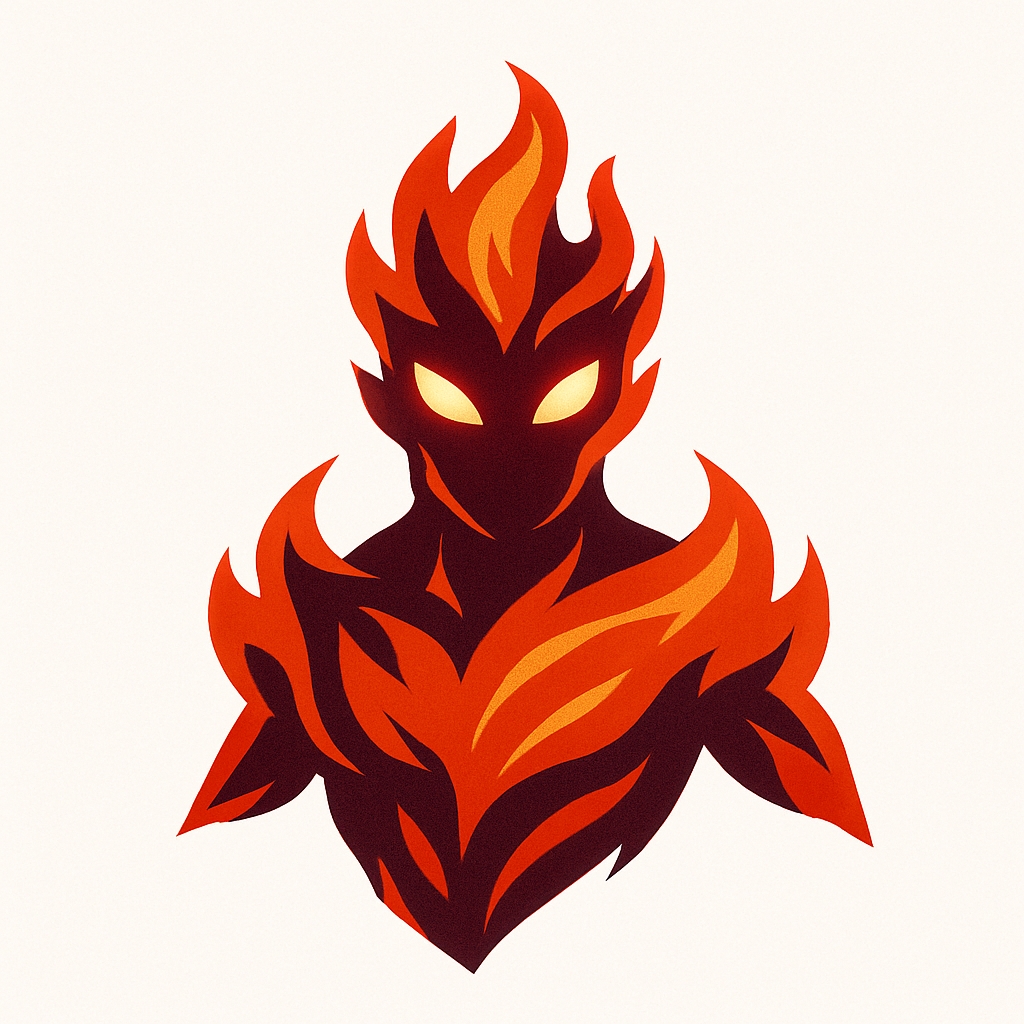 Mystical Flame-Like Humanoid Figure Illustration Sticker