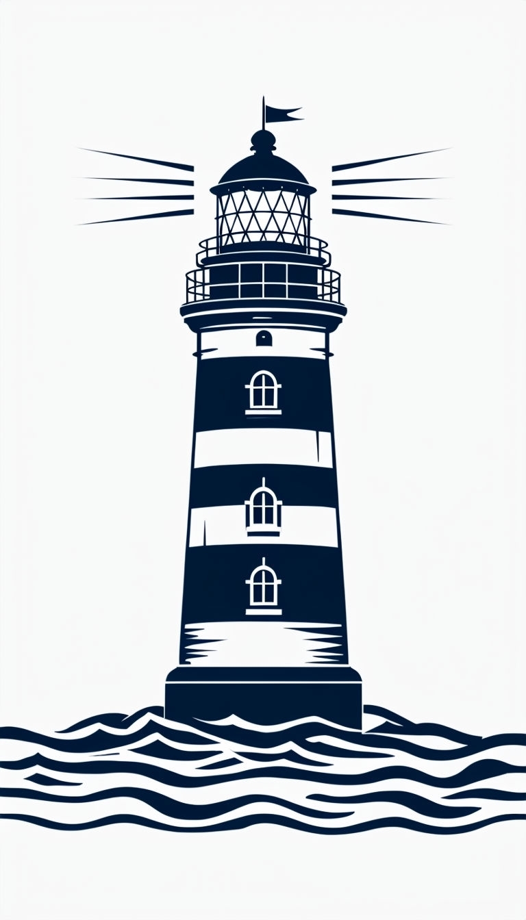 Minimalist Navy Blue Lighthouse Vector Illustration Phone Case Cover