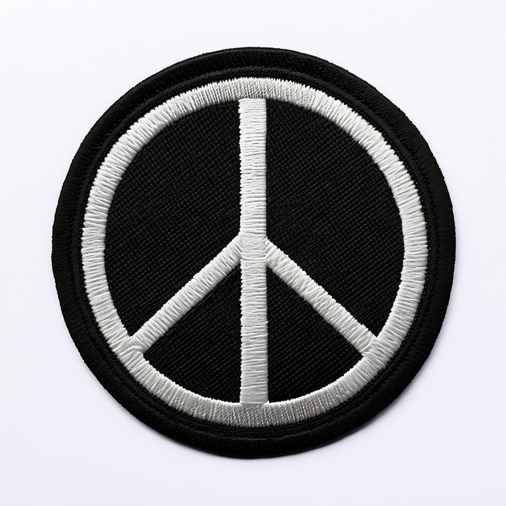 Circular Peace Symbol Embroidered Patch Design for Hats