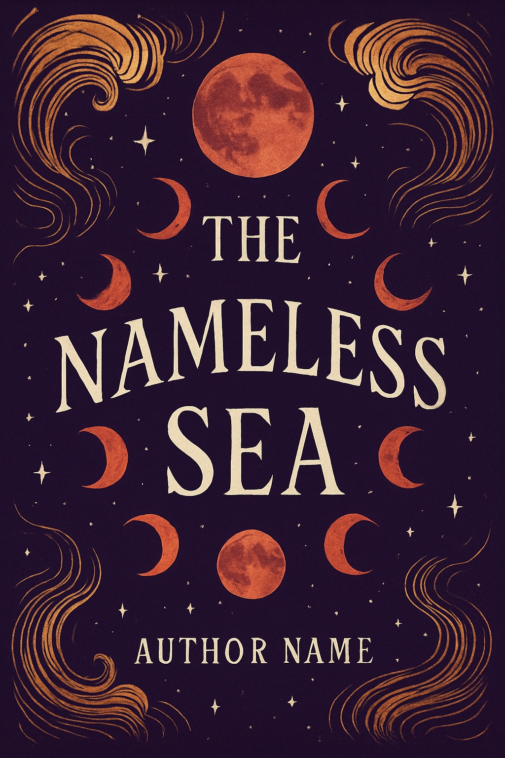 Vintage Celestial Themed Book Cover for 'The Nameless Sea' EBook Cover