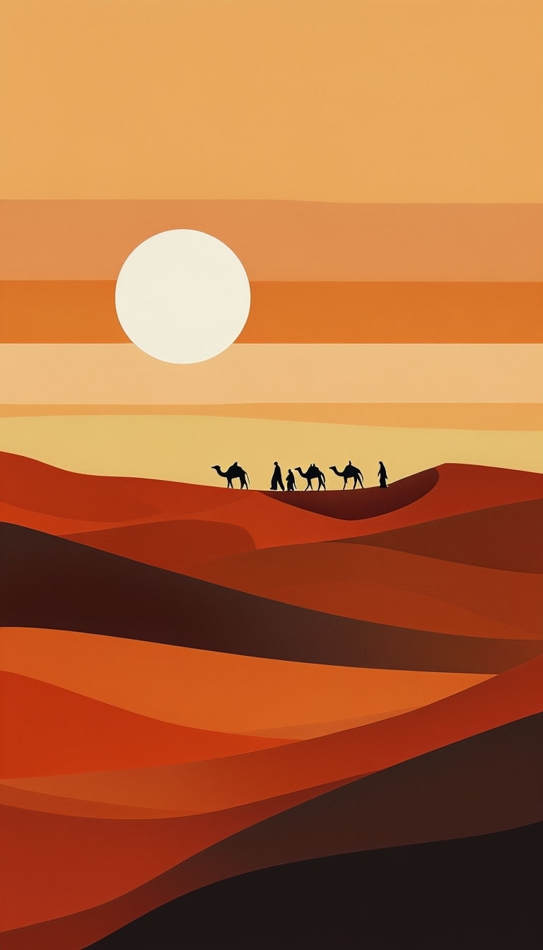 Minimalist Desert Sunset Landscape Illustration Phone Case Cover