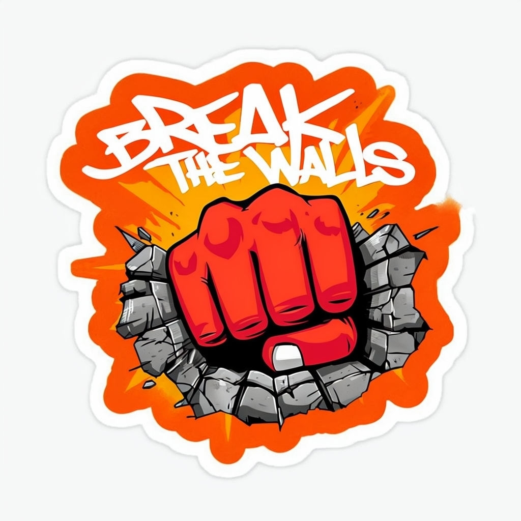 Dynamic Break The Walls Fist Breaking Through Wall Sticker