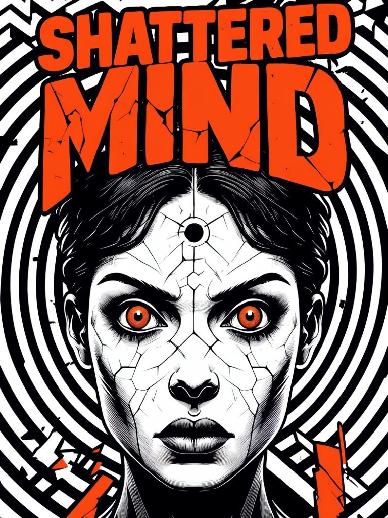 Shattered Mind Graphic Art with Intense Expression Poster