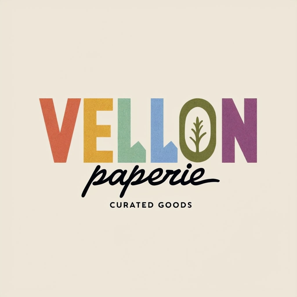 Vibrant Vintage-Inspired Vellon & Co. Logo Design for Paperie
