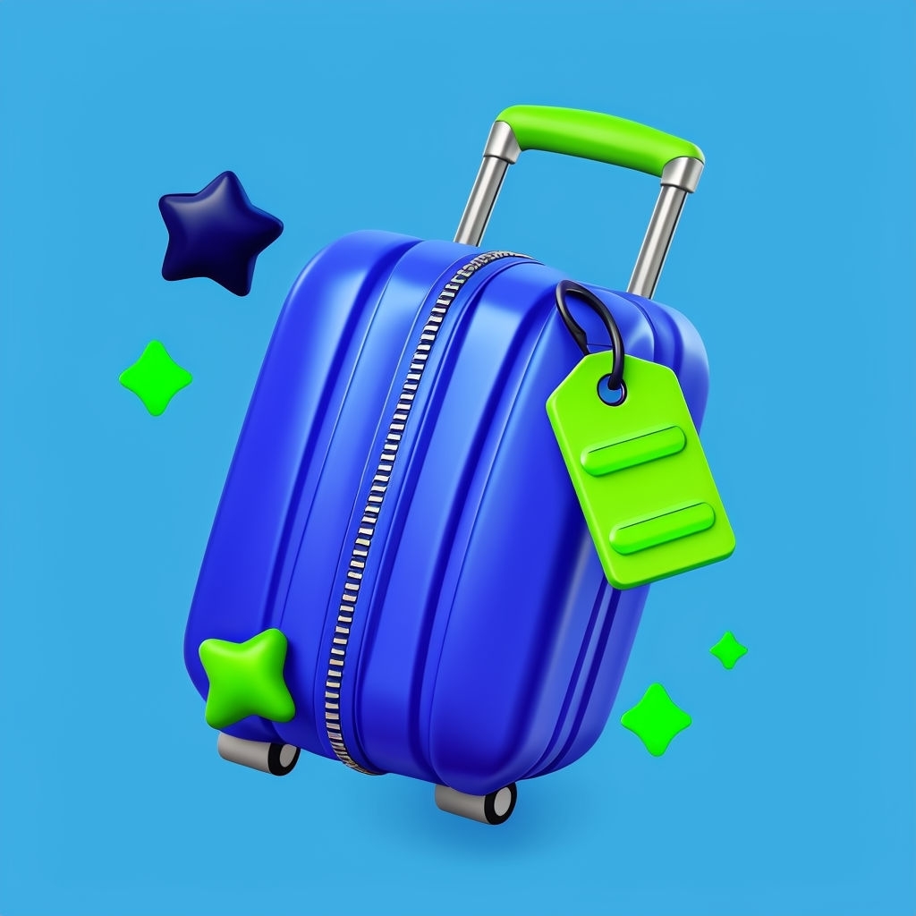 Vibrant Royal Blue Suitcase Illustration for Travel Poster