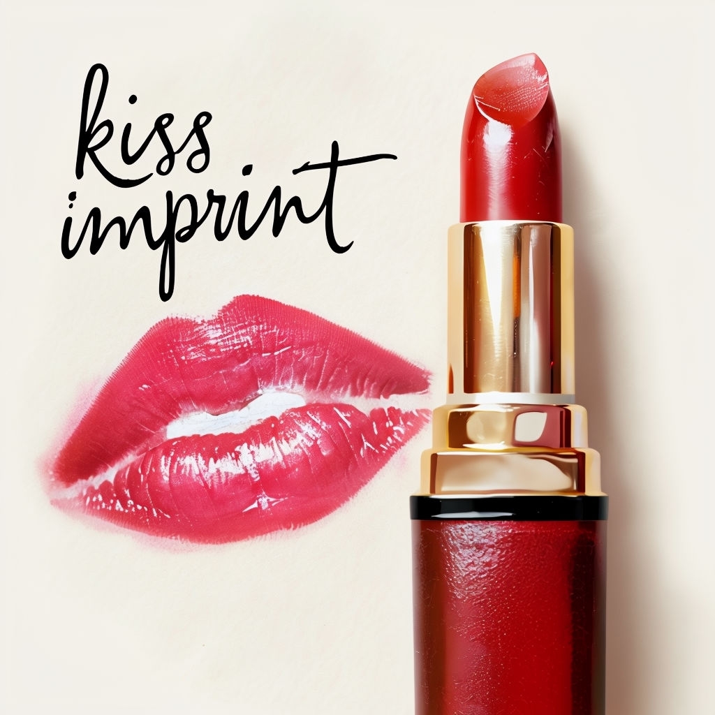 Vibrant Red Lipstick Kiss Imprint Greeting Card Design Spotify Album Cover
