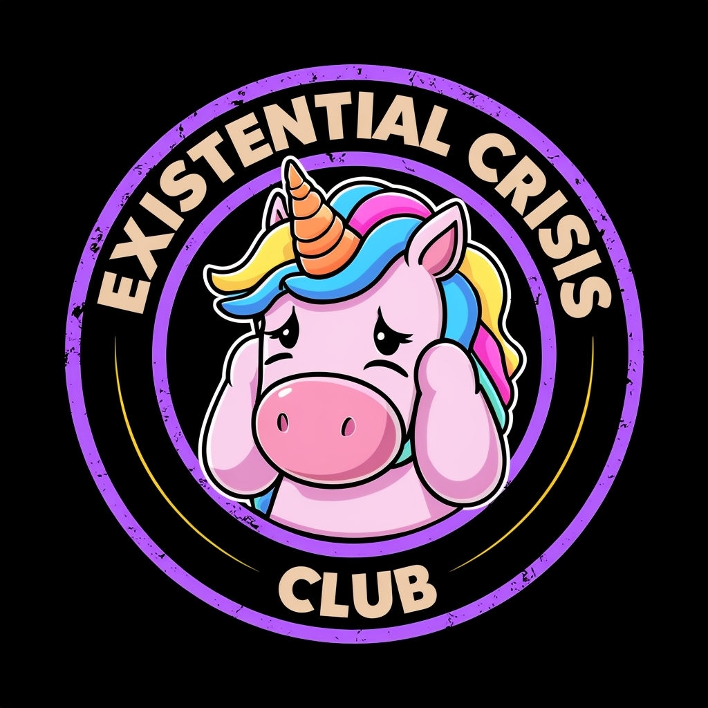 Whimsical Unicorn Existential Crisis Club Cartoon T-Shirt