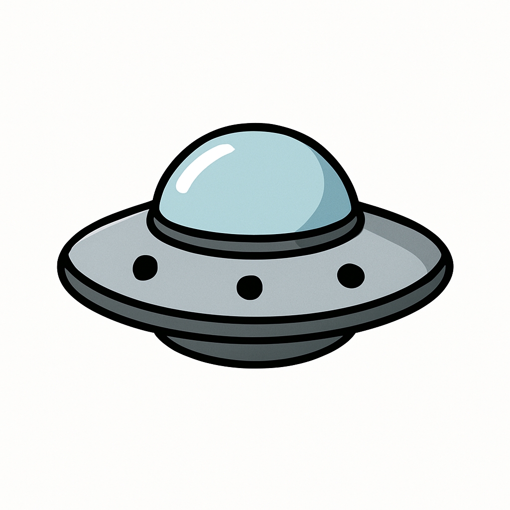 Classic Cartoon UFO Illustration on White Background Sticker