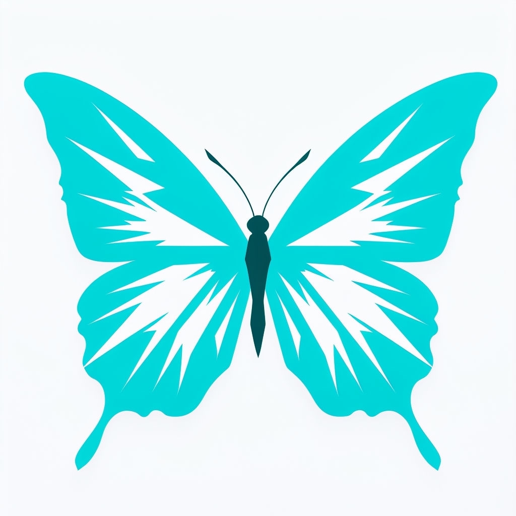 Vibrant Turquoise Minimalist Butterfly Graphic Sticker