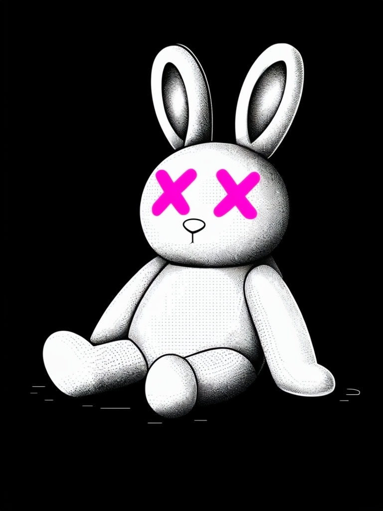Stylized High-Contrast Rabbit Toy Illustration Art