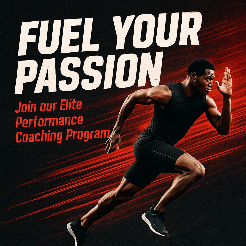 Dynamic Athlete Sprinting with Motivational Coaching Message Ad