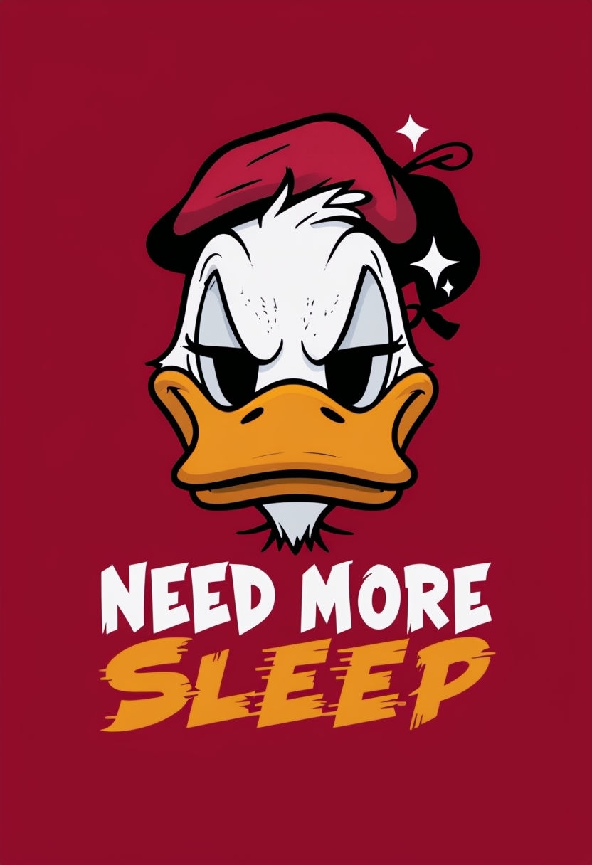 Tired Donald Duck Need More Sleep Cartoon T-Shirt