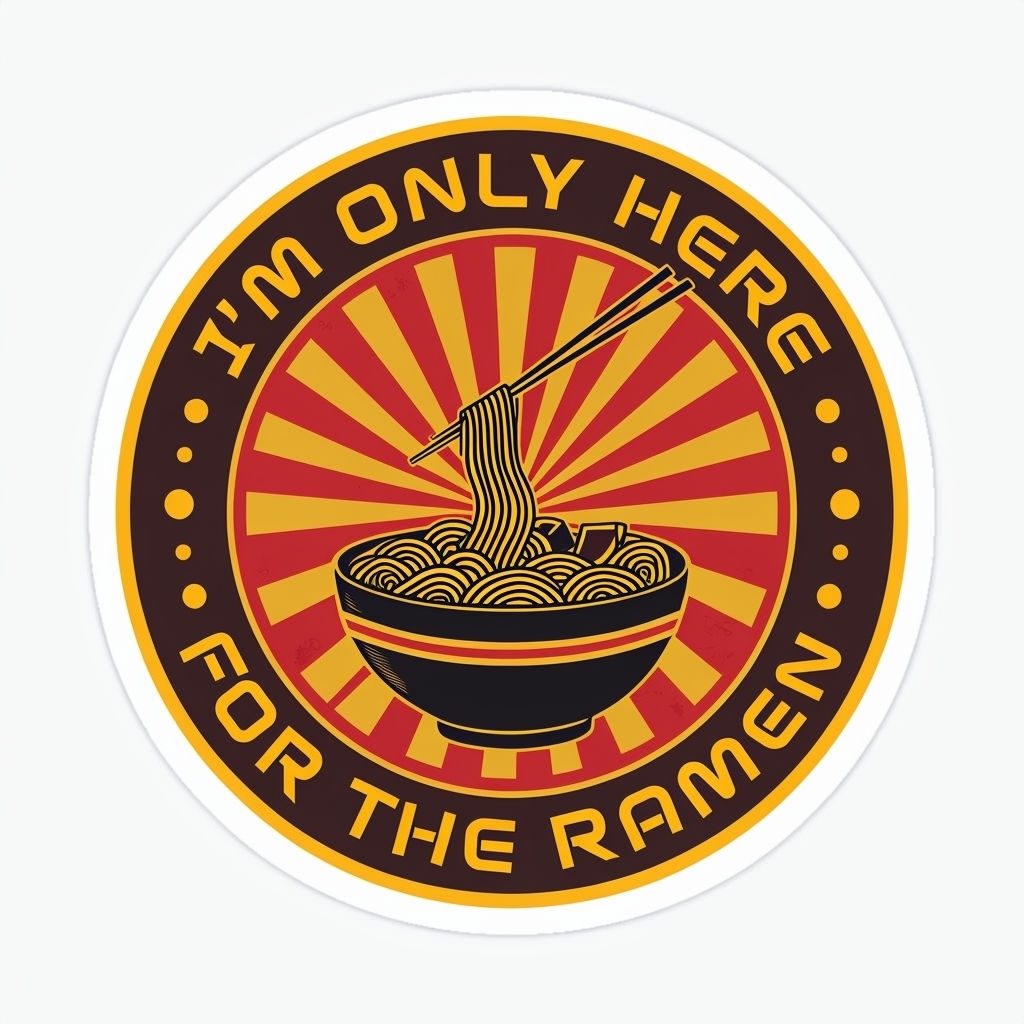 Retro Ramen Bowl Vintage Emblem Sticker