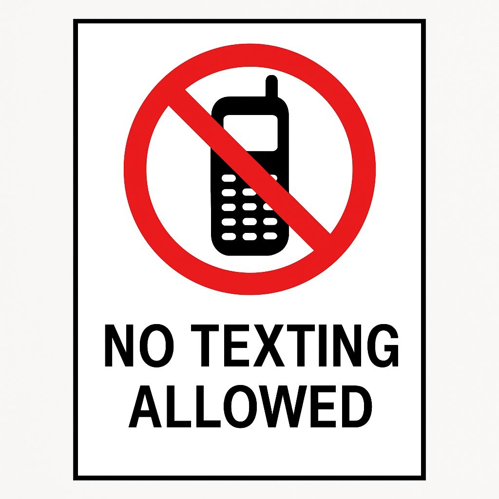 No Texting Allowed Prohibition Cell Phone Graphic Sticker
