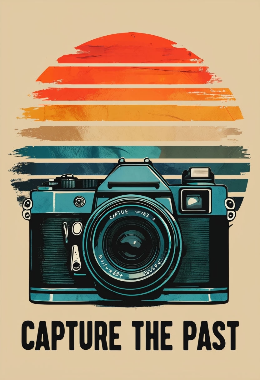 Vintage Retro Camera Capture the Past Art Poster