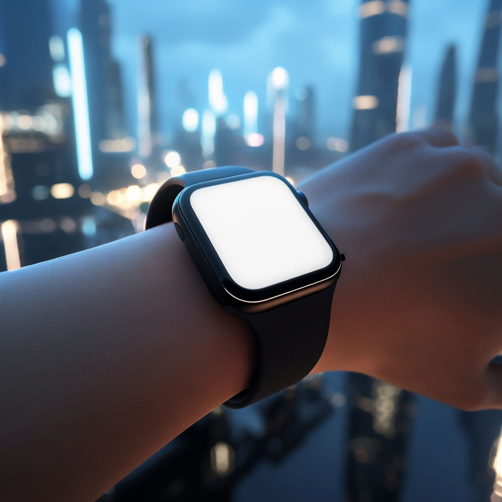 Sleek Smartwatch Close-Up Mockup with Illuminated Screen