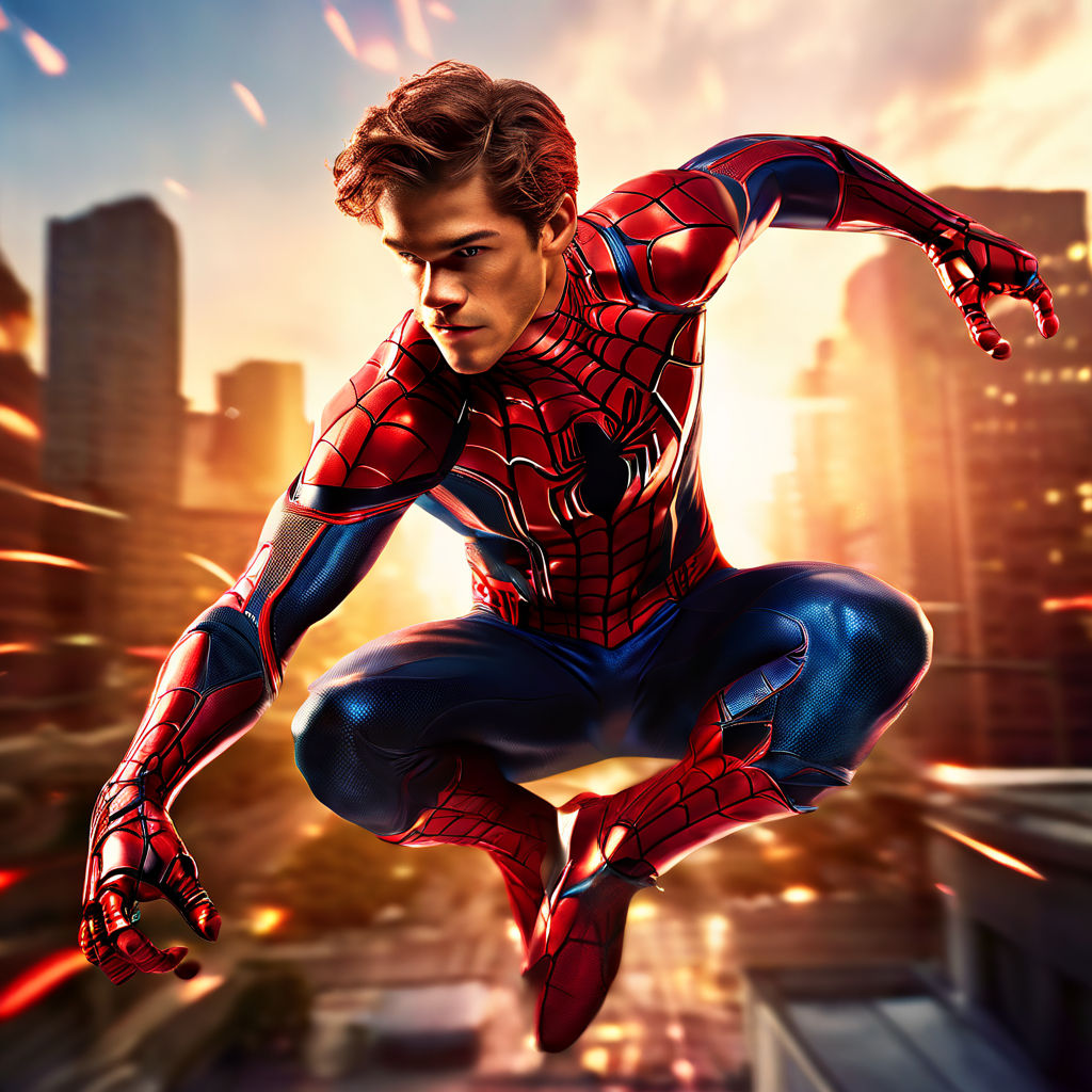 Brenton Thwaites strikes an action pose clad in a Spider-Man... by ...