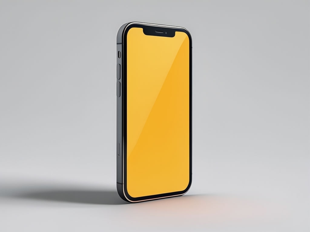 Professional iPhone Mockup with Yellow Orange Display