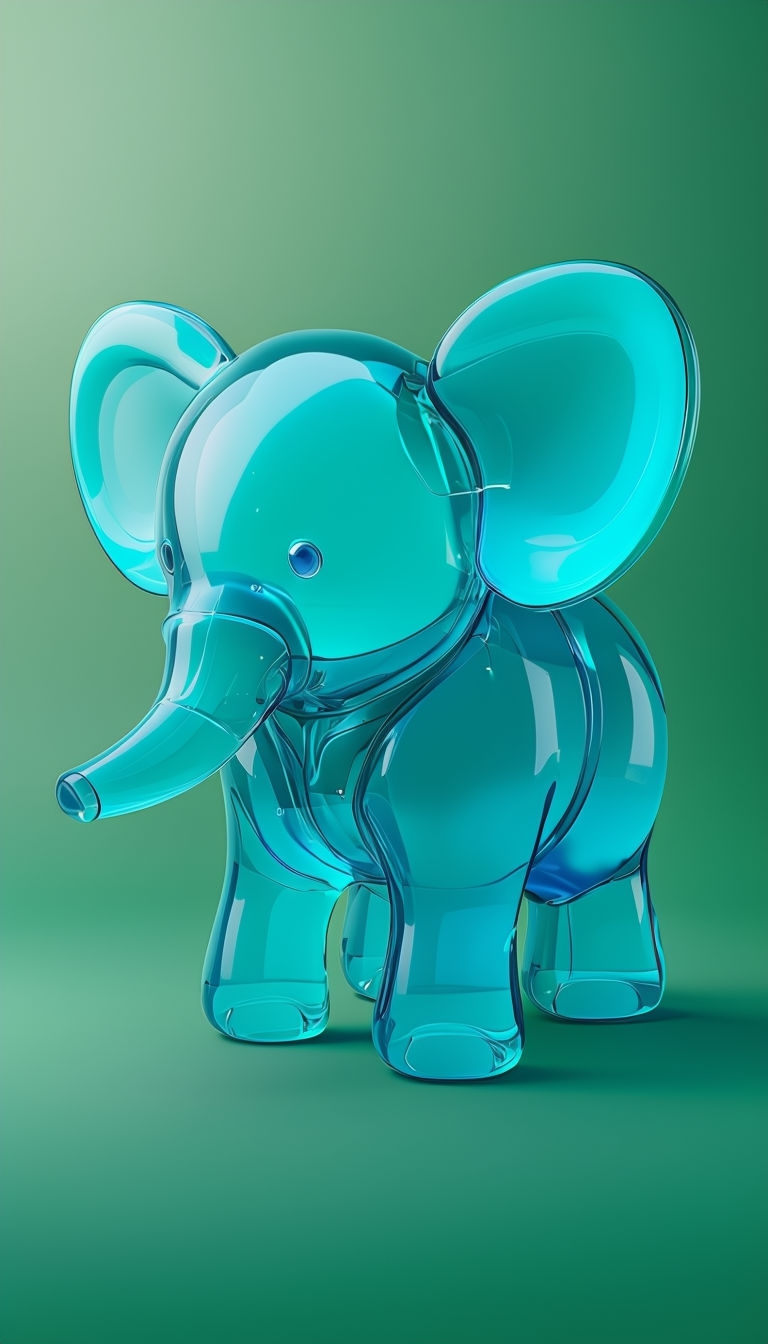 Abstract Aqua Blue Elephant 3D Art for Phone Case Covers