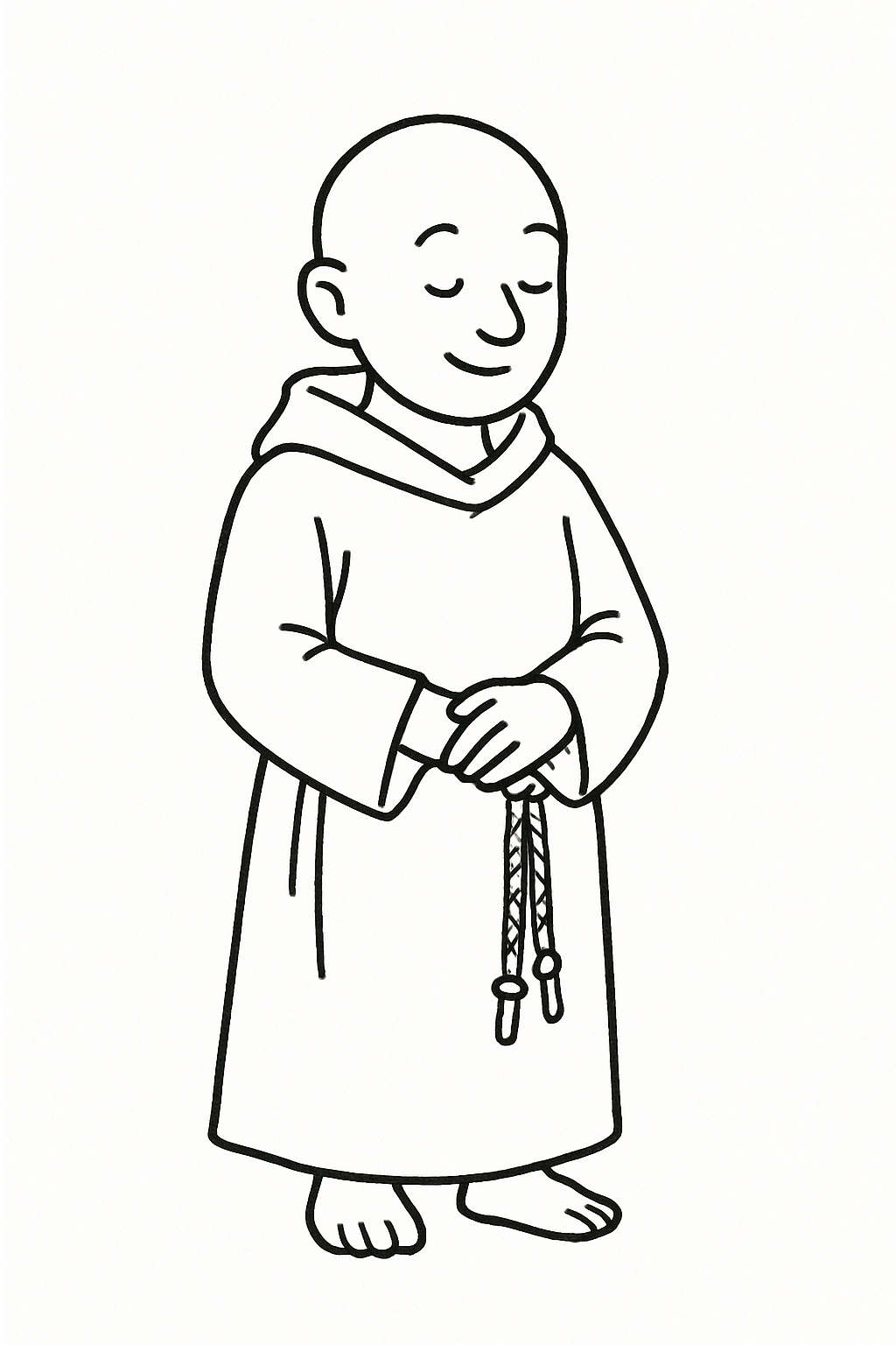 Serene Monk Meditating Line Drawing Art for Coloring Book Pages