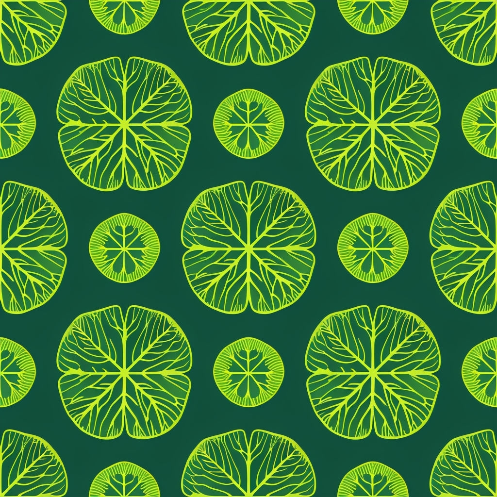 Vibrant Lime Green Leaf Seamless Pattern on Deep Forest Background Seamless Patterns