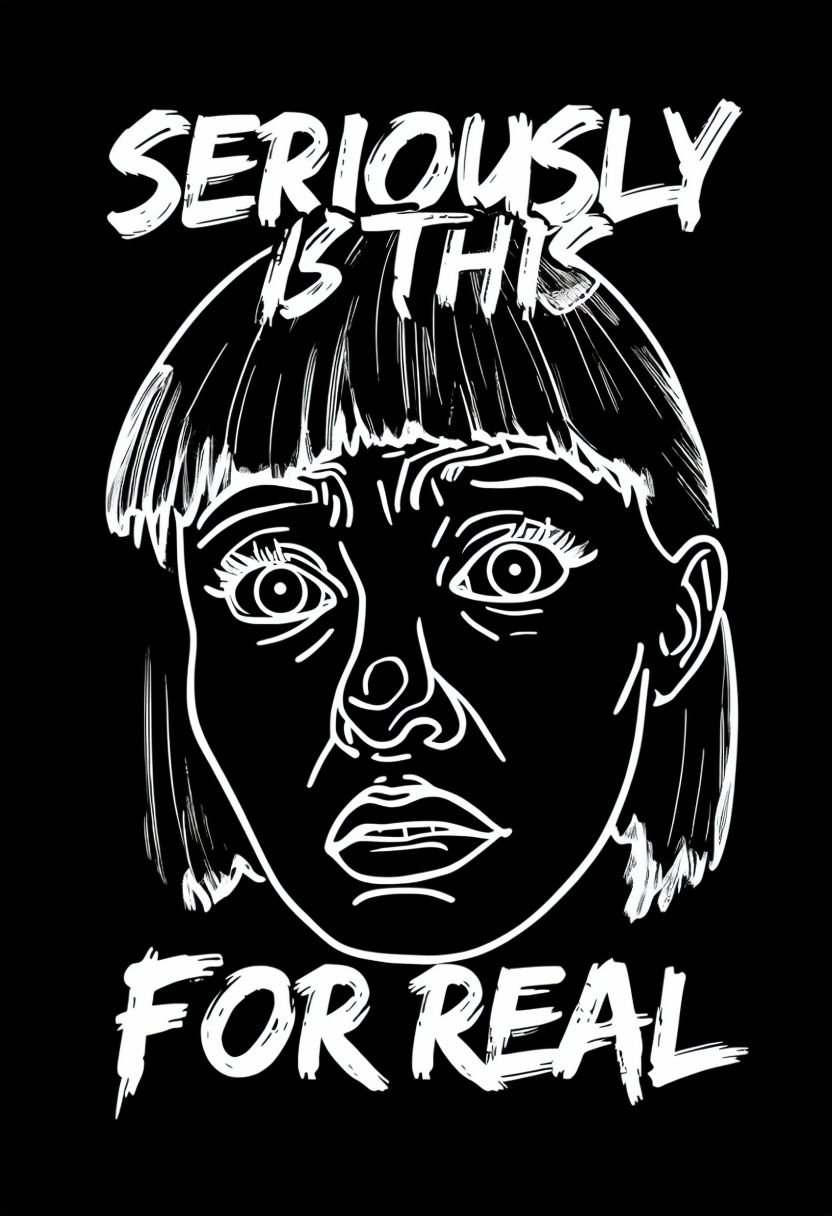 Minimalist Line Art Face with Bold Text Graphic Poster