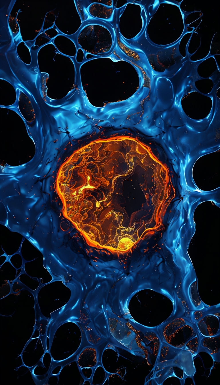 Vibrant Neon Blue and Orange Abstract Art Mobile Wallpaper
