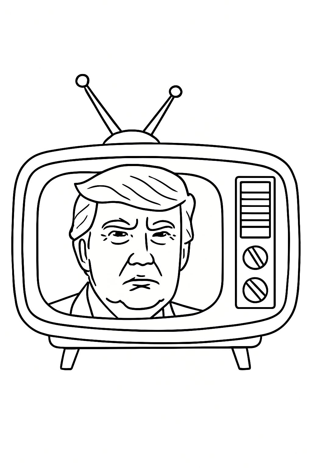 Old-Fashioned Television Set Line Drawing for Coloring Book Pages