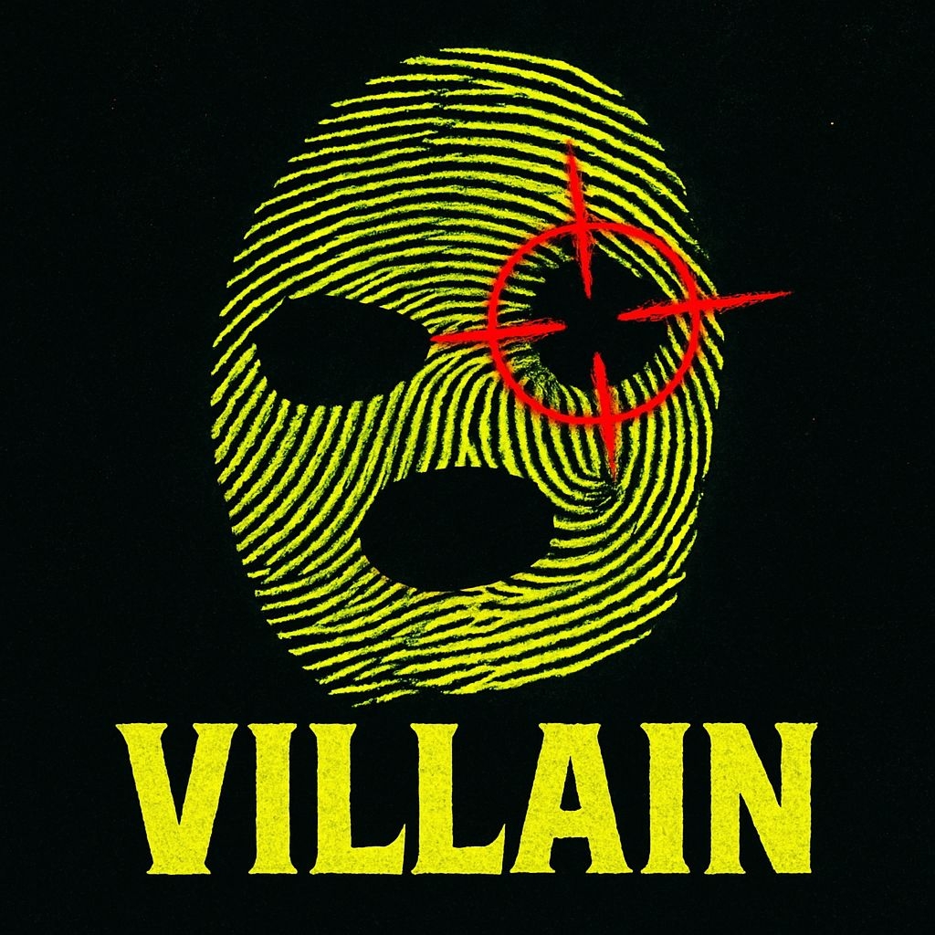 Striking Yellow Fingerprint Villain Mask Design Album Cover