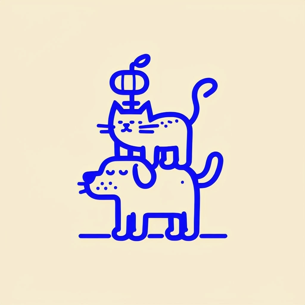 Playful Minimalist Dog Cat and Bird Cartoon T-Shirt