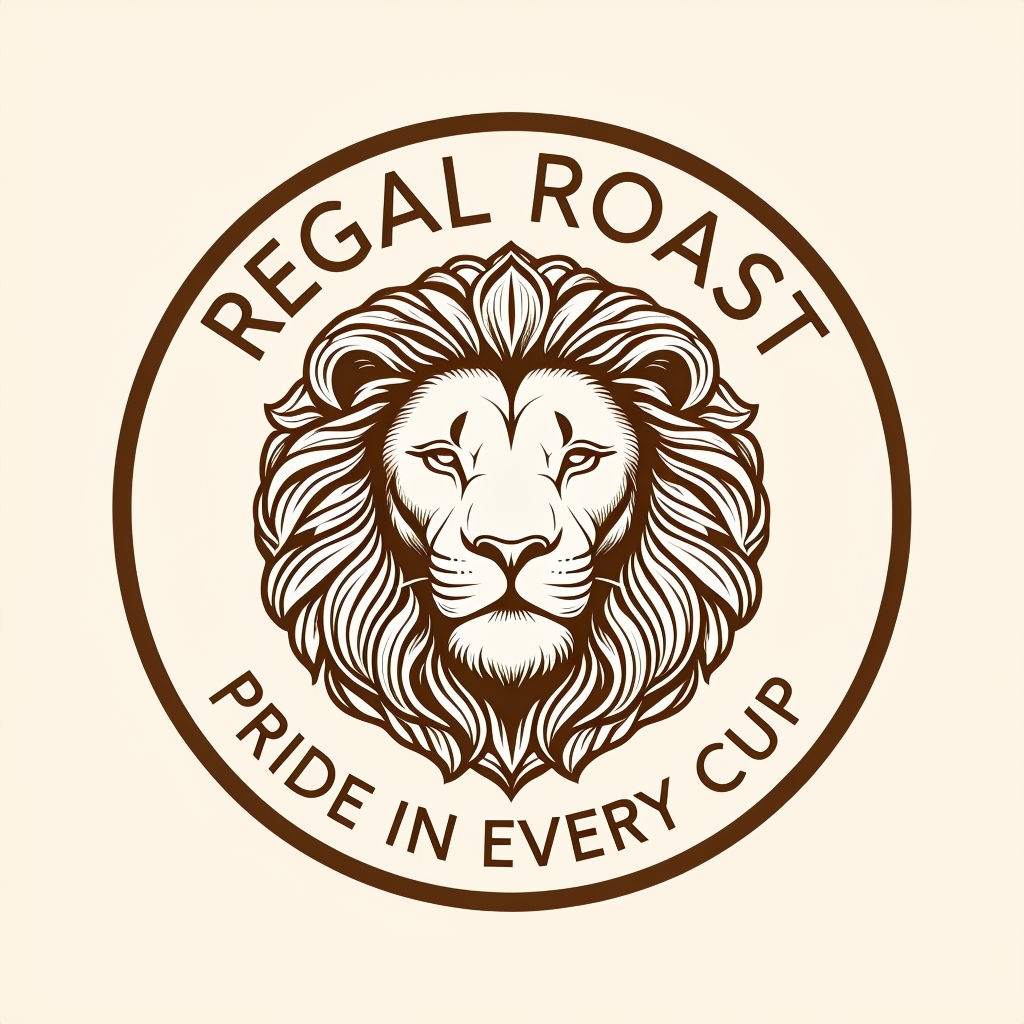 Elegant Monoline Lion Head Logo for Regal Roast Brand Logo