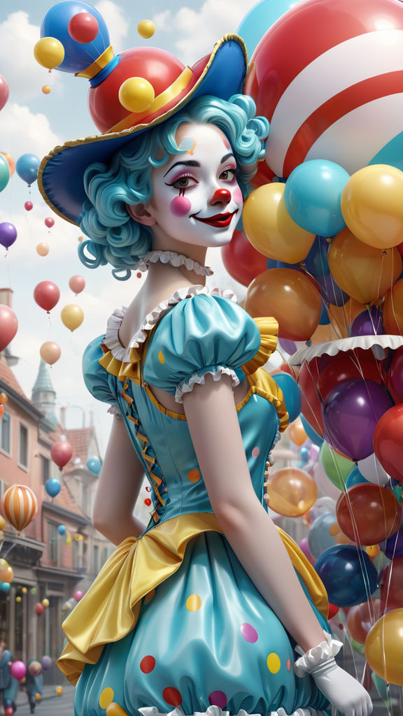 Porcelain girl dressed as a clown by Monique Moro - Playground