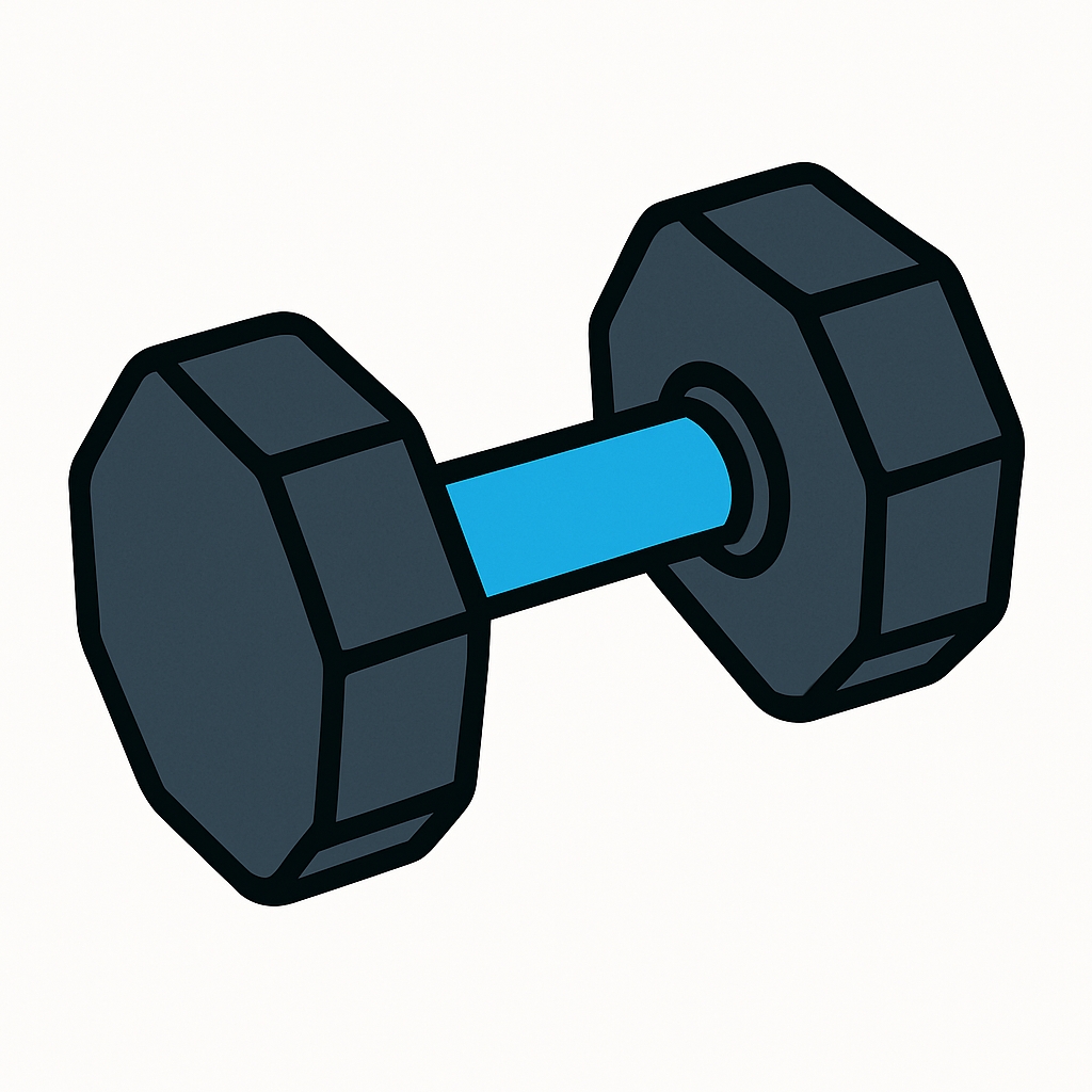 Cartoon Dumbbell Illustration with Hexagonal Design Sticker
