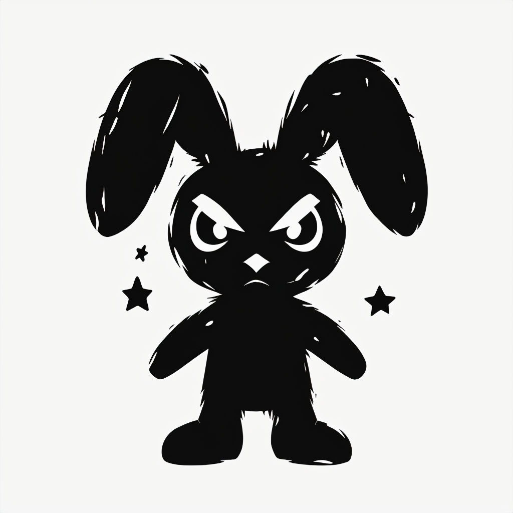 Minimalist Black Bunny Silhouette with Stars T-Shirt