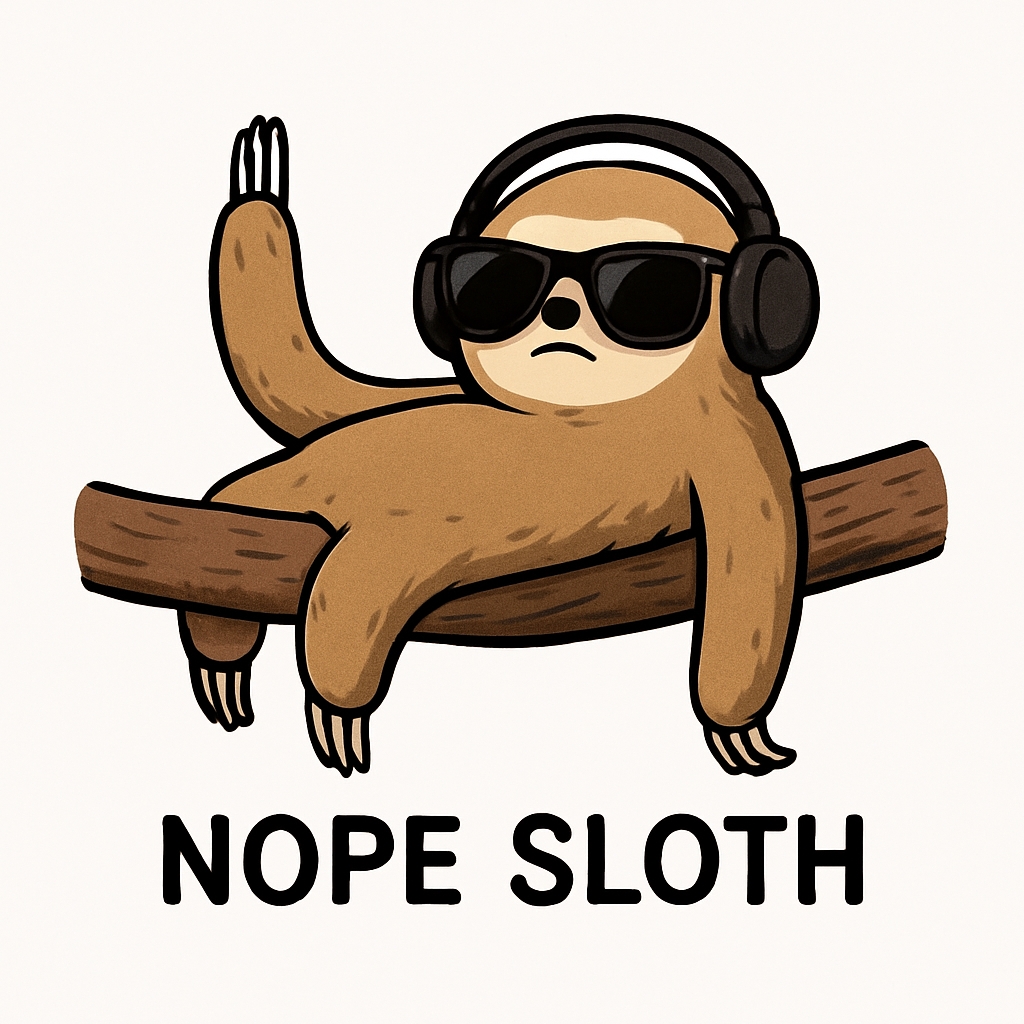 Playful Cartoon Sloth with Headphones and Sunglasses Mug