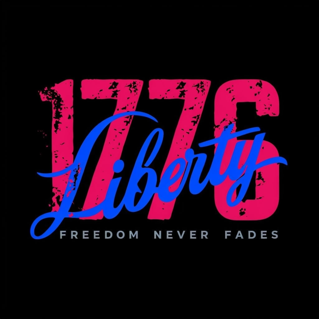 Bold Patriotic 1776 Liberty Graphic Design T-Shirt