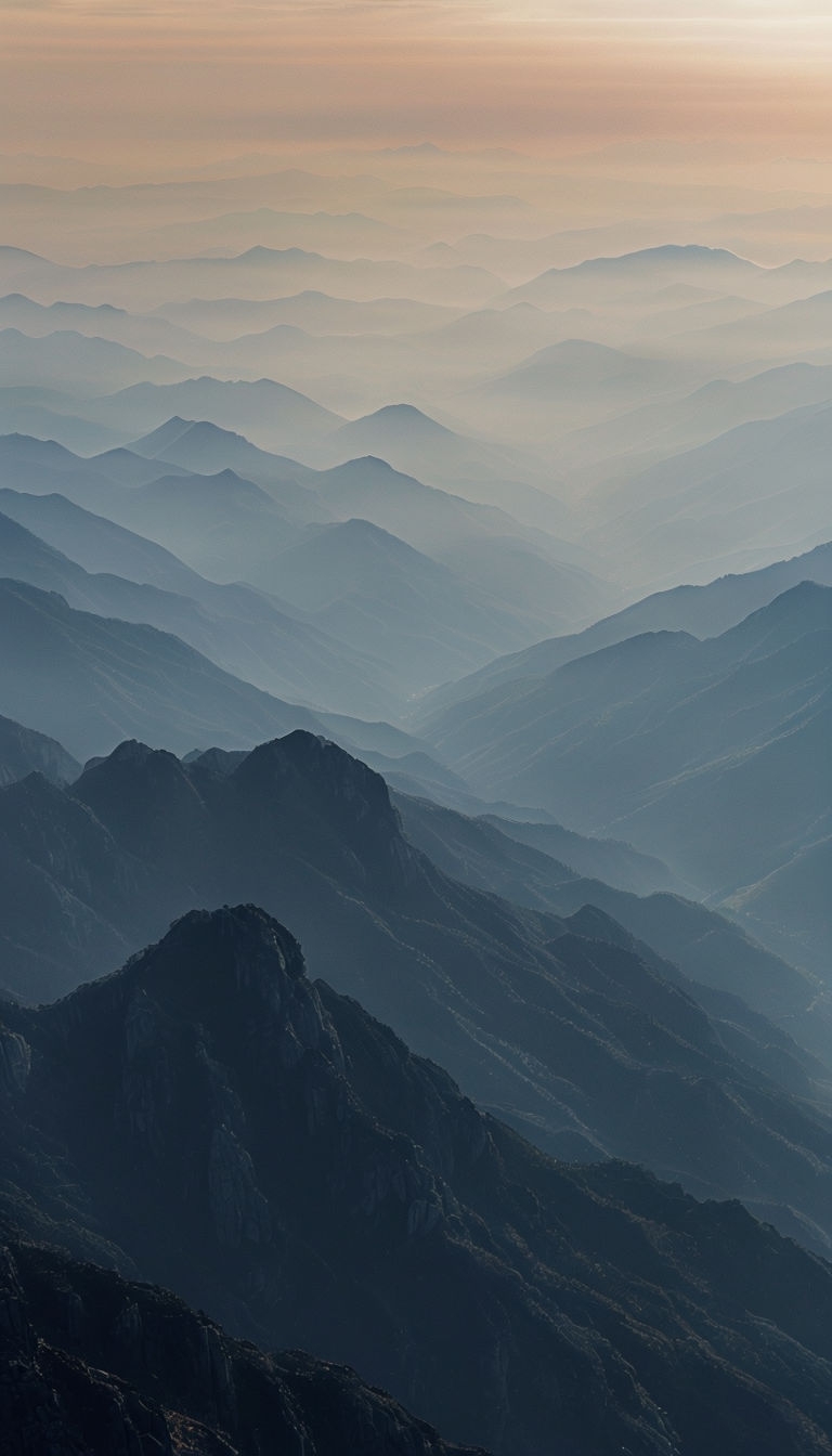 Majestic Layered Mountain Landscape Under Tranquil Sky Mobile Wallpaper