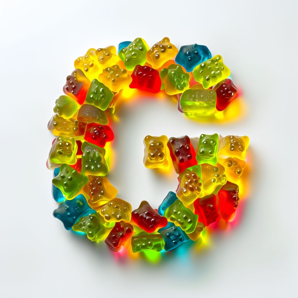 Playful Gummy Bear Monogram Letter 'G' on White Background Sticker