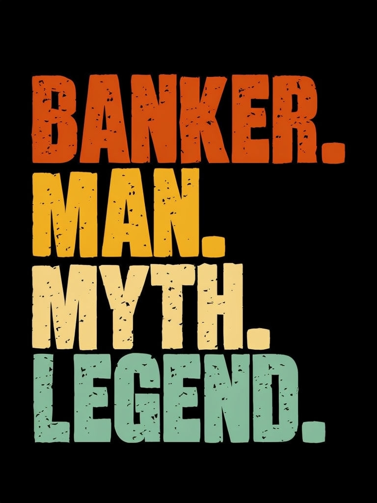Bold Retro Banker Man Myth Legend Graphic T-Shirt
