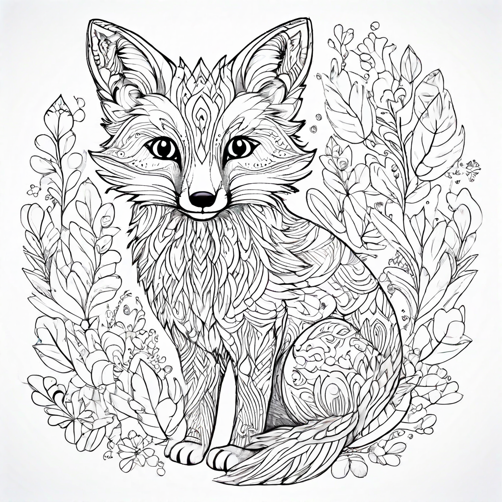 Zentangle-inspired coloring page starring an adorable fox by Vale ...