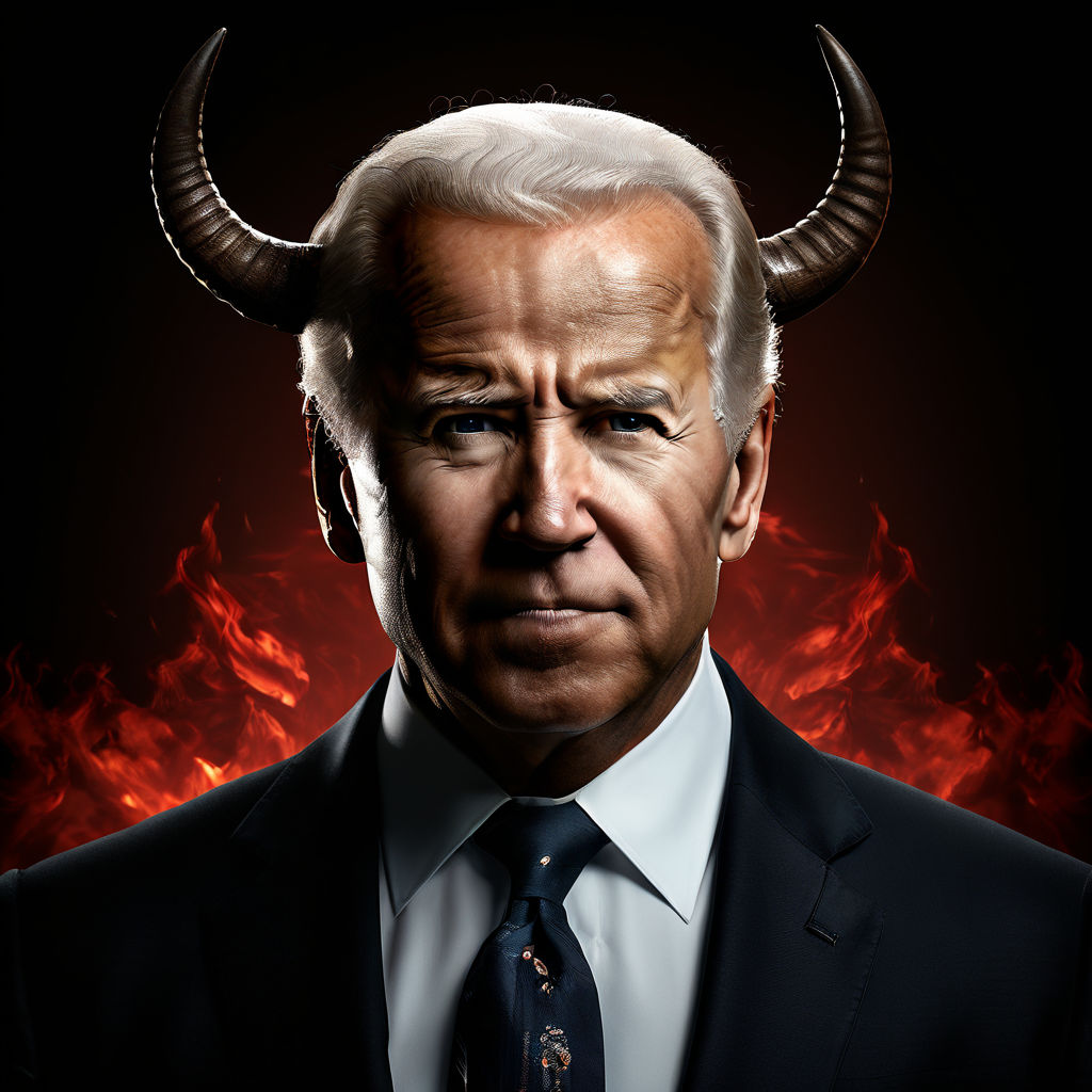 Create a png image of Joe biden with evil horns in his head... by ...