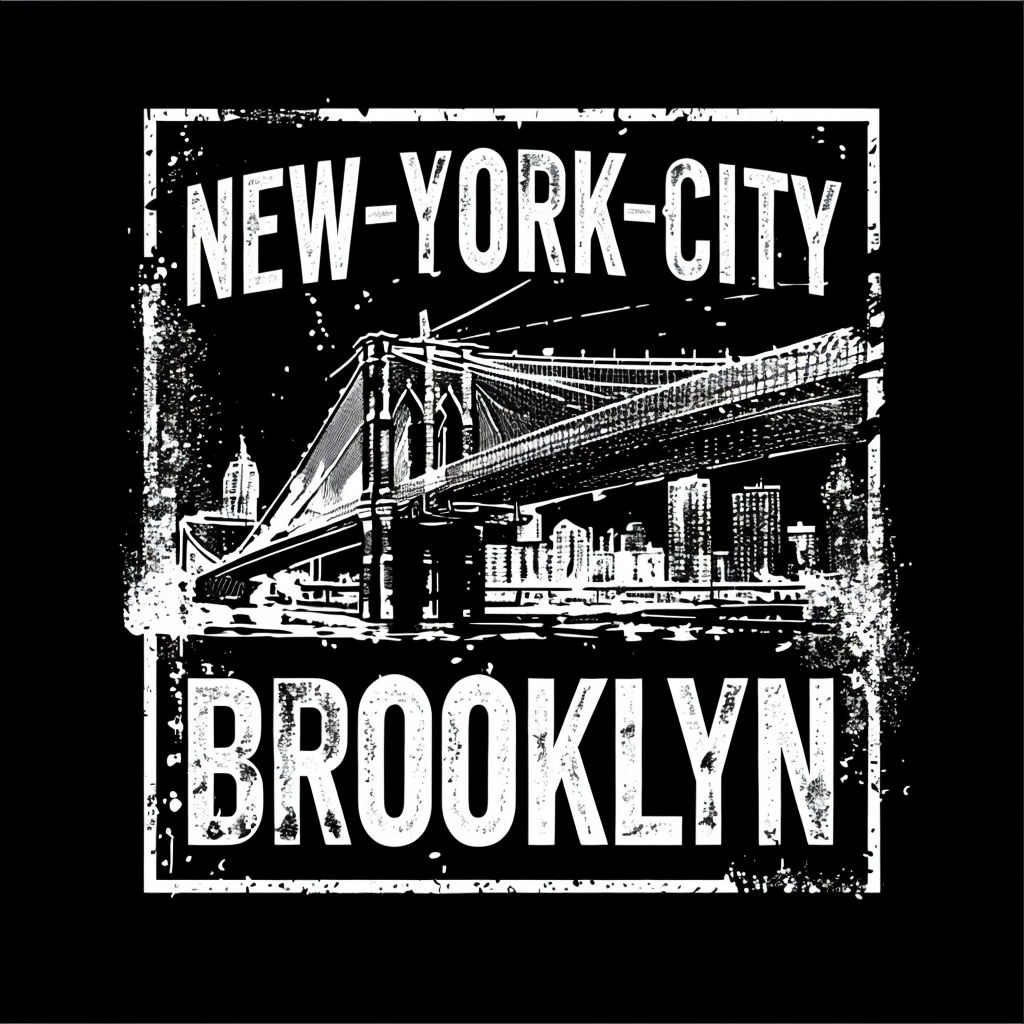 Vintage Brooklyn Bridge Graphic Design with Urban Aesthetic Poster