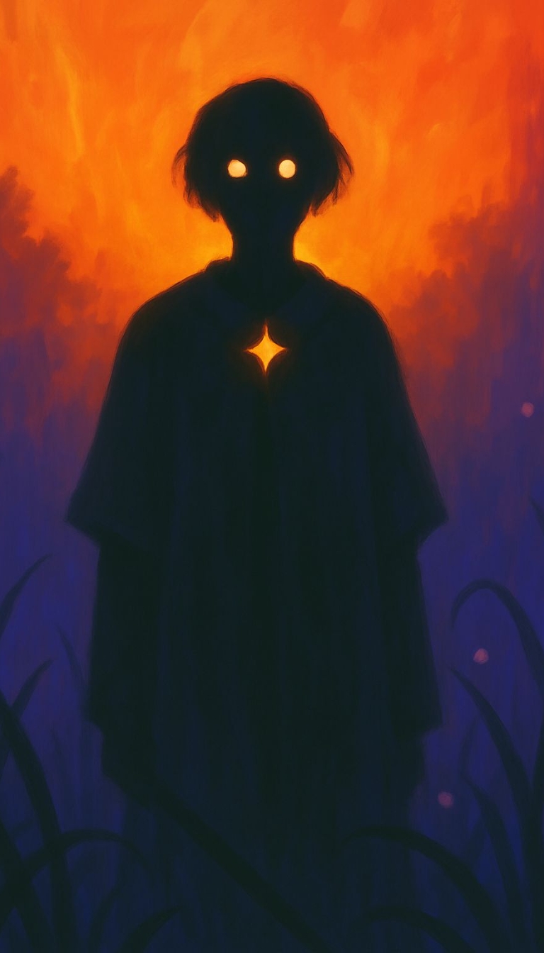 Mysterious Shadowy Figure with Star Glow in Dark Atmosphere Mobile Wallpaper