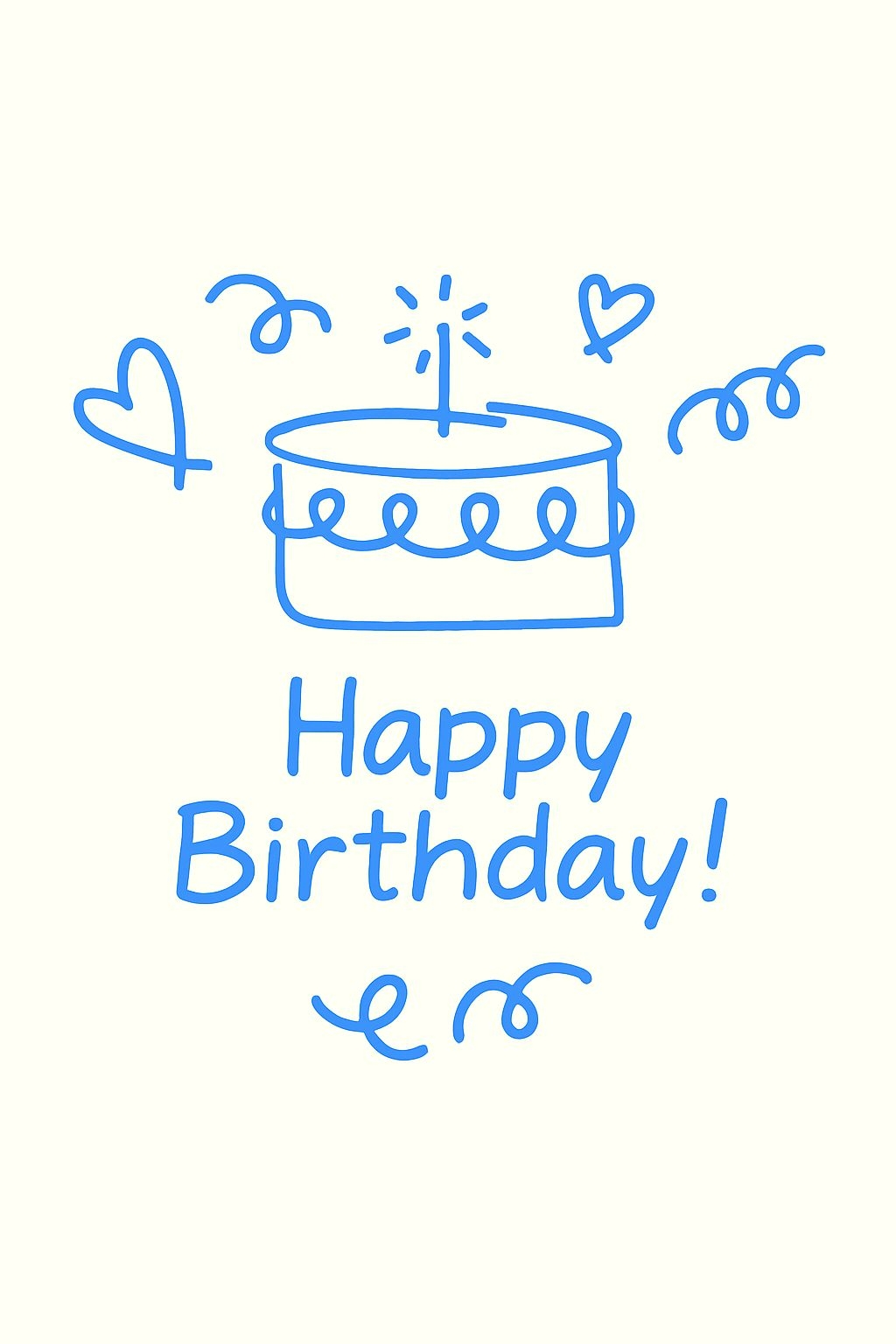 Minimalist Blue Birthday Cake Card with Cheerful Design Cards & Invites