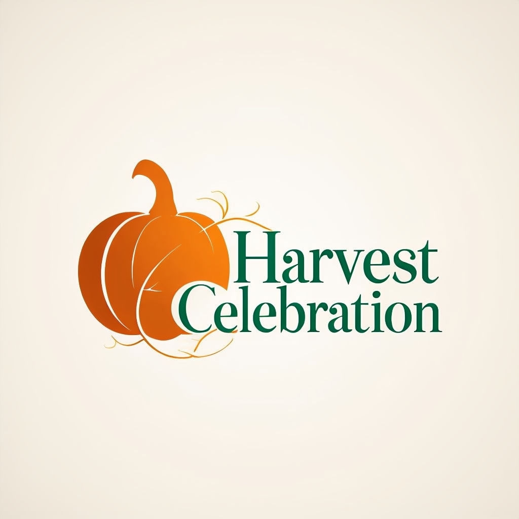 Modern Thanksgiving Harvest Celebration Logo with Minimalist Pumpkin Design