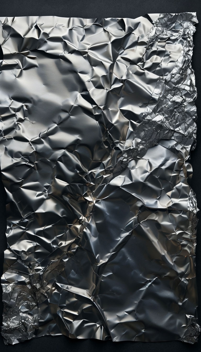 Crumpled Metallic Sheet Close-Up Photography Art