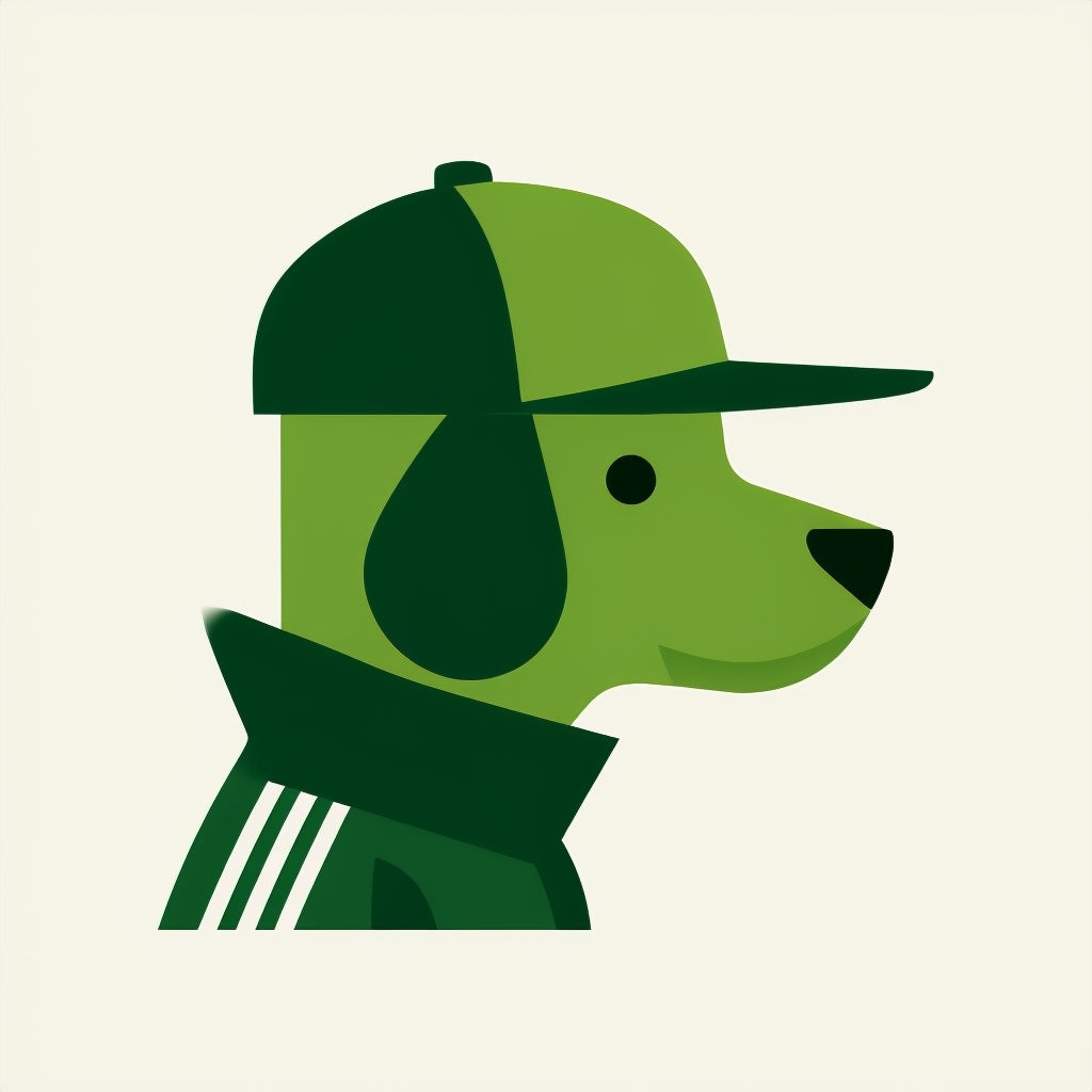 Stylized Green Dog Profile with Cap Minimalist T-Shirt