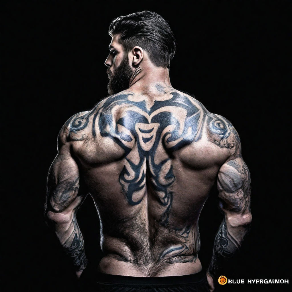 muscular man with tattoos on his arms facing forward