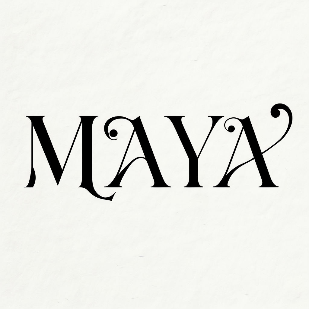 Elegant MAYA Typography Design on Off-White Background Logo