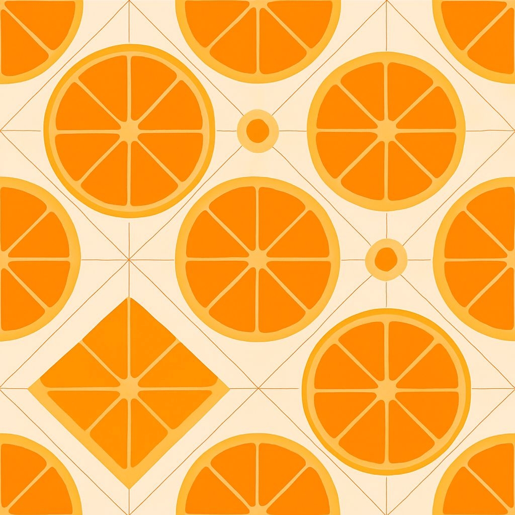 Vibrant Geometric Orange Slices Pattern on Ivory Background Seamless Pattern